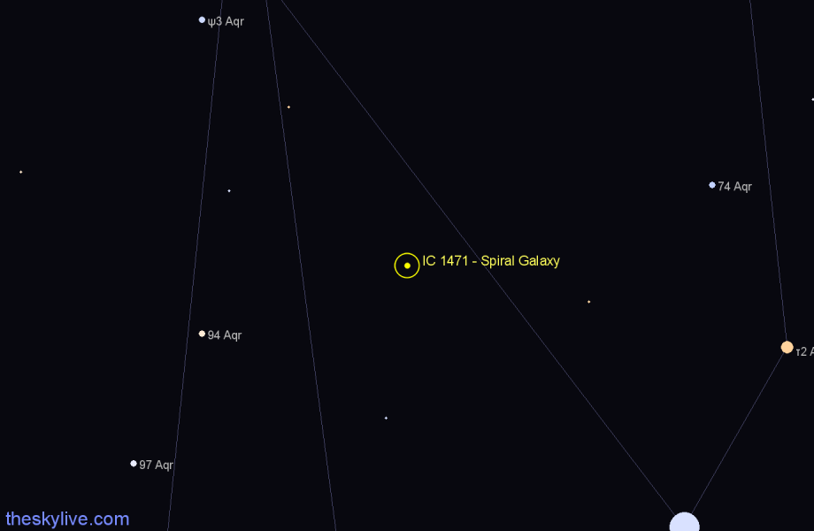 Finder chart IC 1471 - Spiral Galaxy in Aquarius star