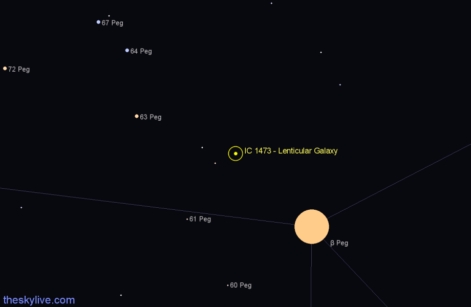 Finder chart IC 1473 - Lenticular Galaxy in Pegasus star
