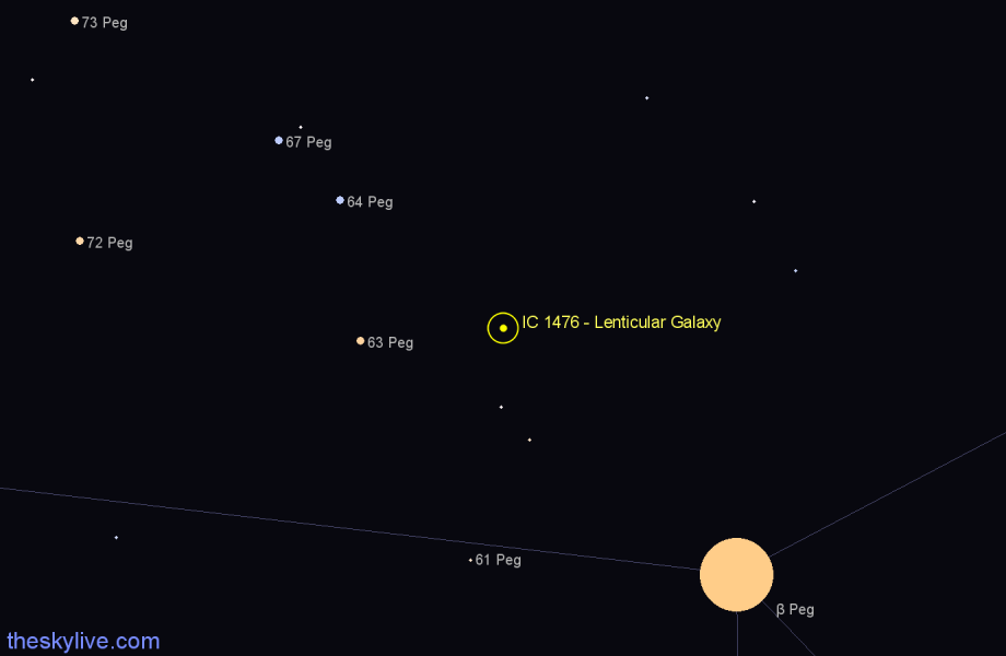 Finder chart IC 1476 - Lenticular Galaxy in Pegasus star