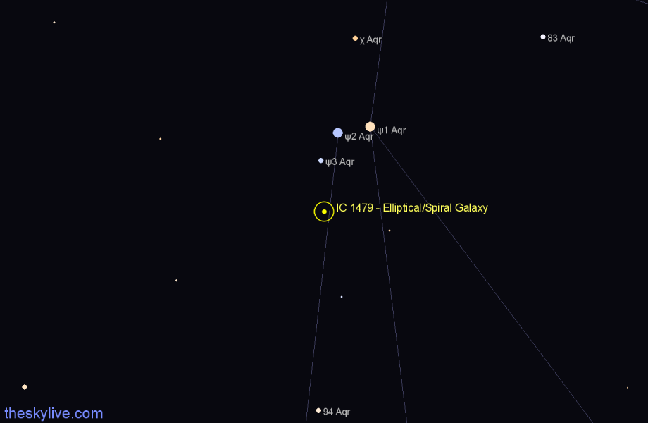 Finder chart IC 1479 - Elliptical/Spiral Galaxy in Aquarius star