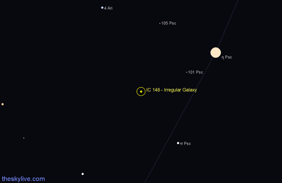 Finder chart IC 148 - Irregular Galaxy in Pisces star