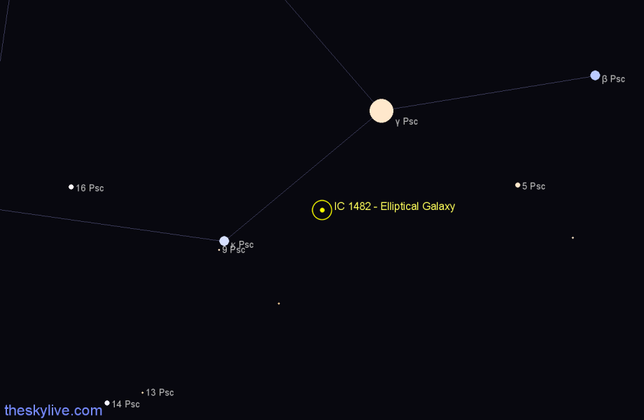 Finder chart IC 1482 - Elliptical Galaxy in Pisces star