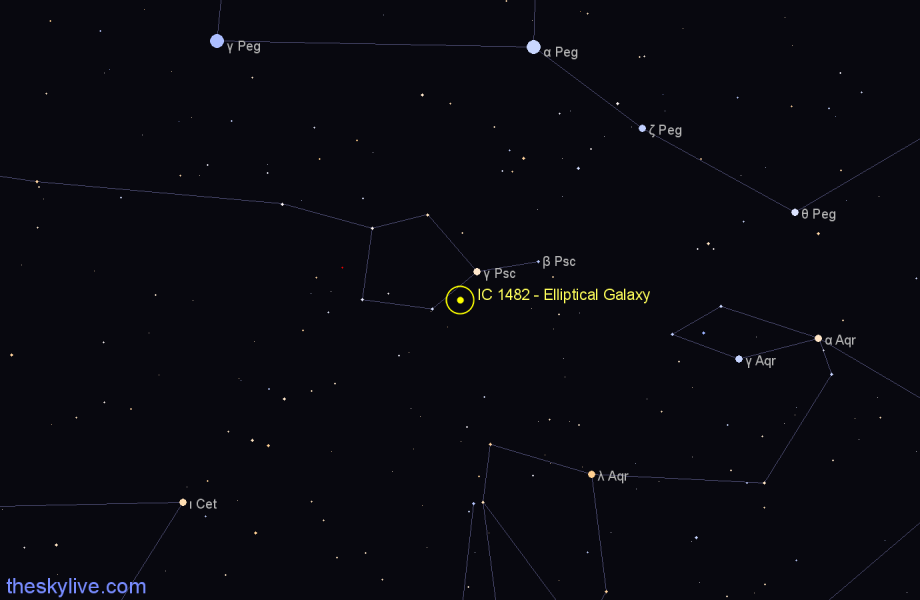 Finder chart IC 1482 - Elliptical Galaxy in Pisces star