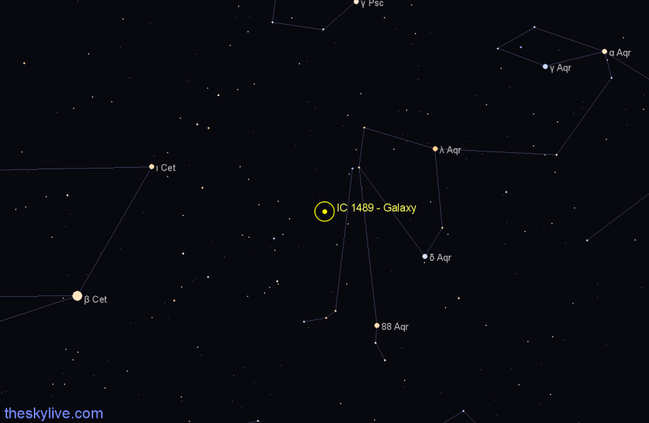 Finder chart IC 1489 - Galaxy in Aquarius star