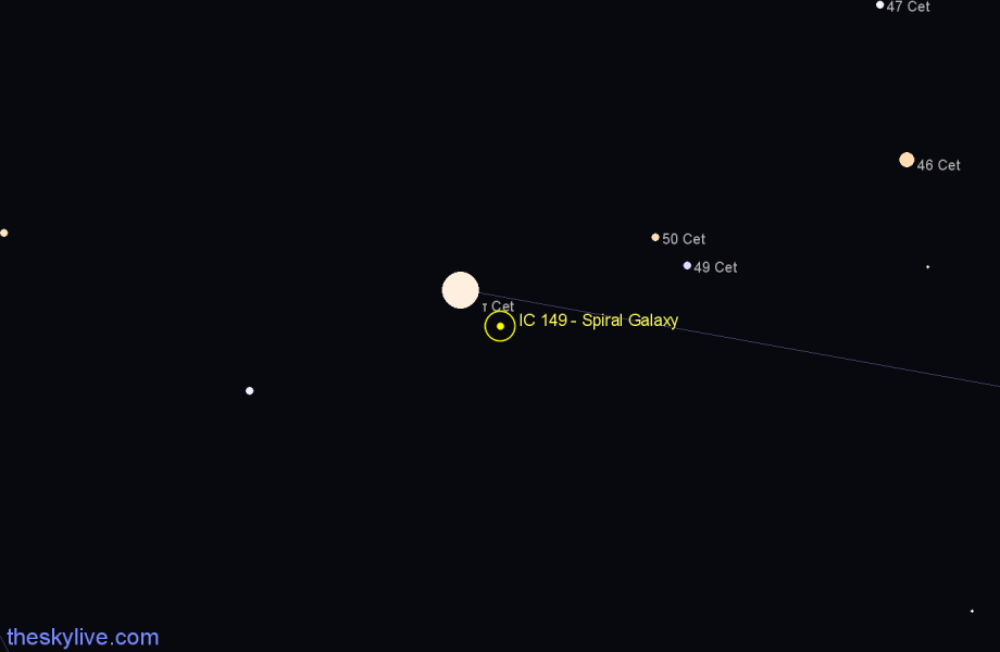 Finder chart IC 149 - Spiral Galaxy in Cetus star