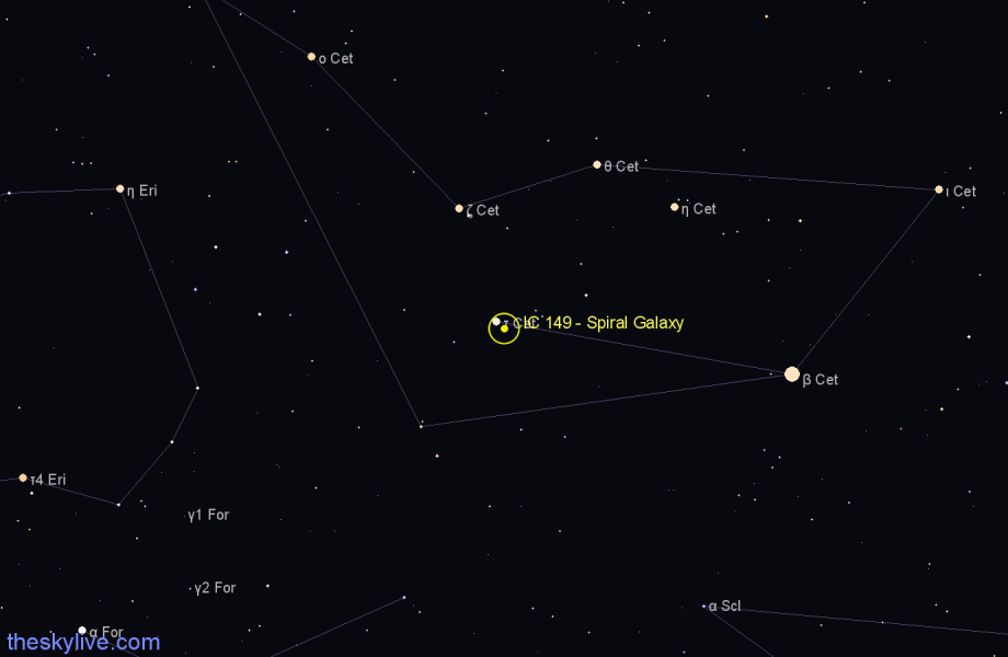 Finder chart IC 149 - Spiral Galaxy in Cetus star