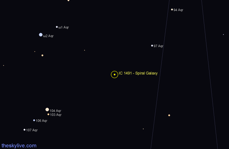 Finder chart IC 1491 - Spiral Galaxy in Aquarius star