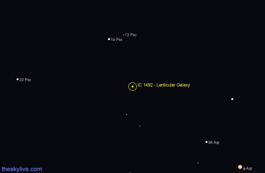 Finder chart IC 1492 - Lenticular Galaxy in Pisces star