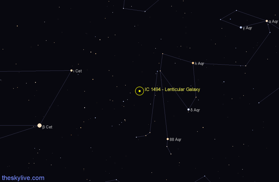 Finder chart IC 1494 - Lenticular Galaxy in Aquarius star