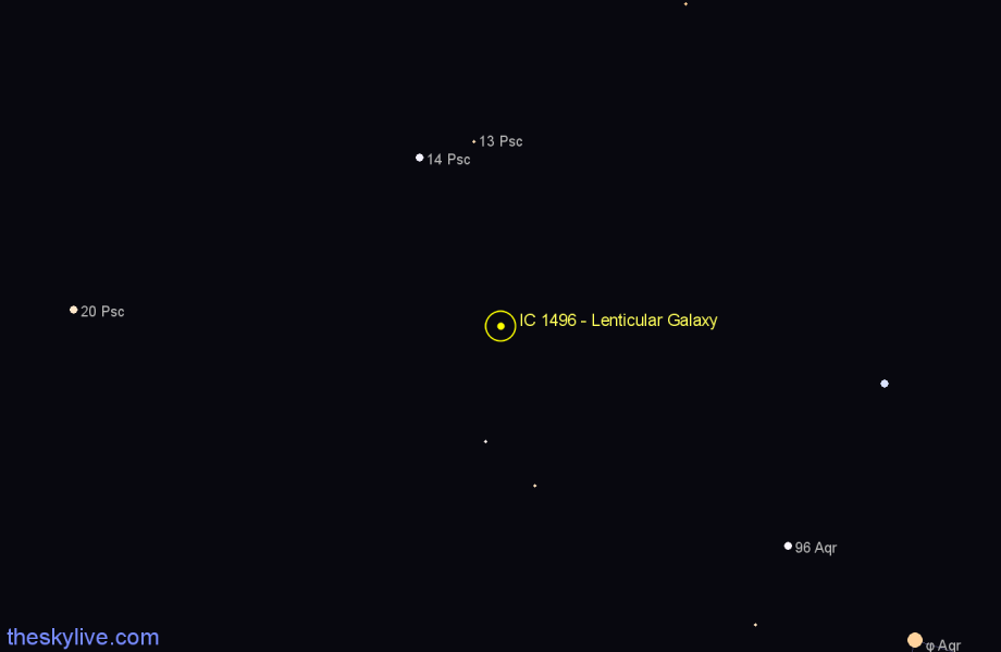 Finder chart IC 1496 - Lenticular Galaxy in Pisces star