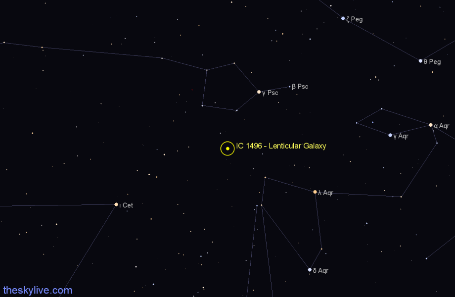 Finder chart IC 1496 - Lenticular Galaxy in Pisces star