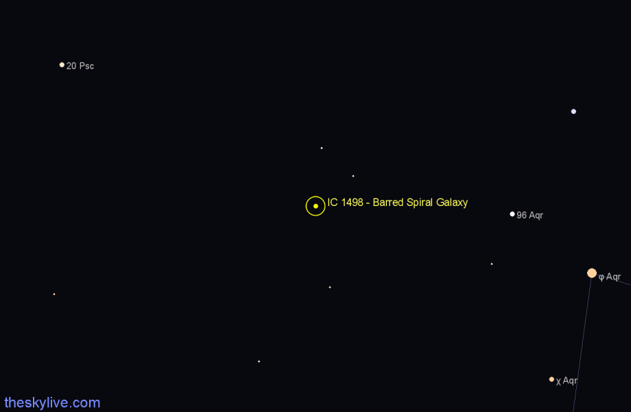 Finder chart IC 1498 - Barred Spiral Galaxy in Aquarius star