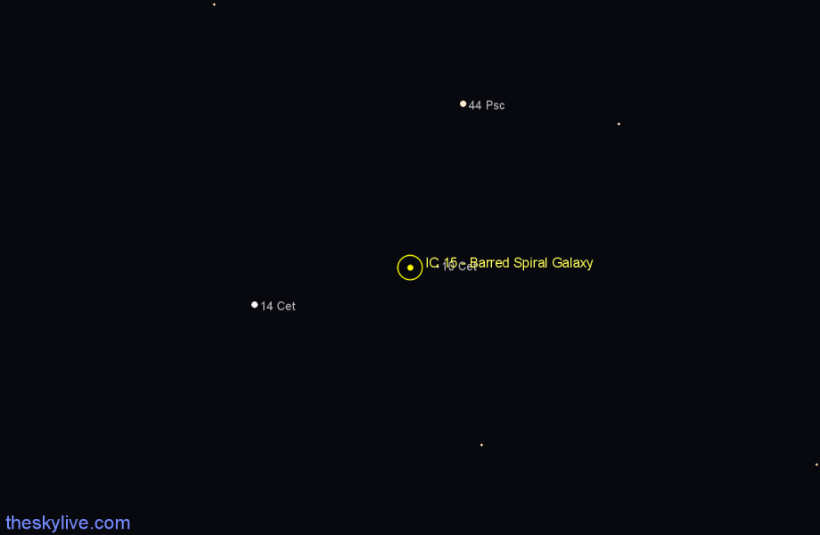 Finder chart IC 15 - Barred Spiral Galaxy in Cetus star