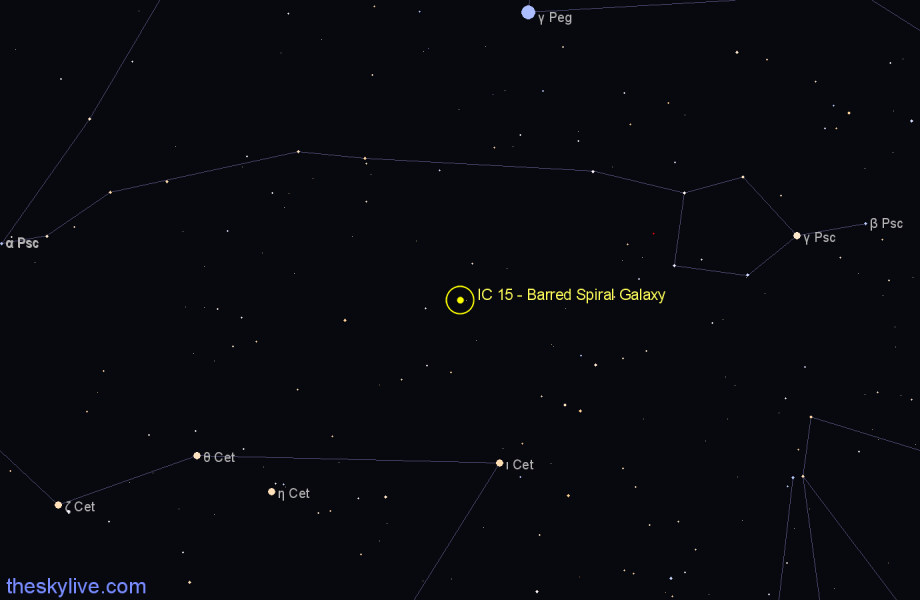 Finder chart IC 15 - Barred Spiral Galaxy in Cetus star