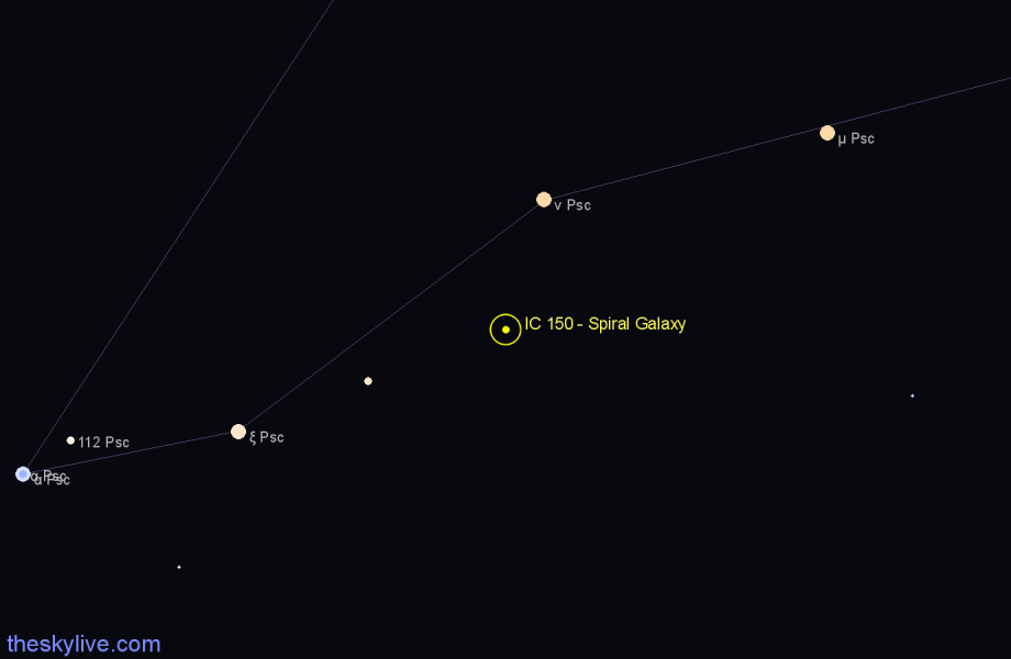 Finder chart IC 150 - Spiral Galaxy in Pisces star