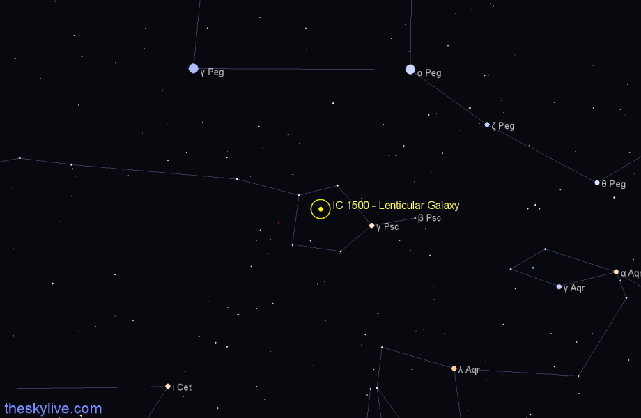 Finder chart IC 1500 - Lenticular Galaxy in Pisces star
