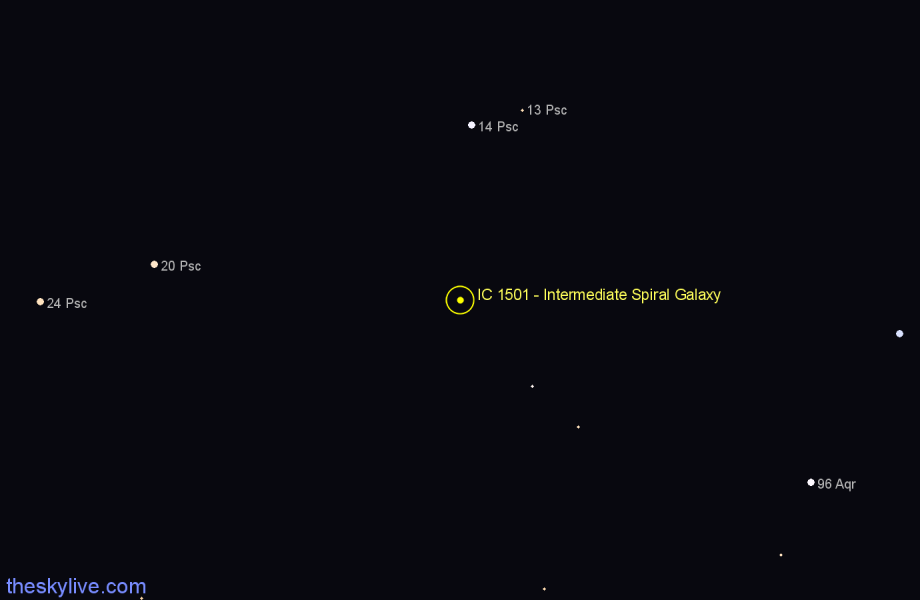 Finder chart IC 1501 - Intermediate Spiral Galaxy in Pisces star