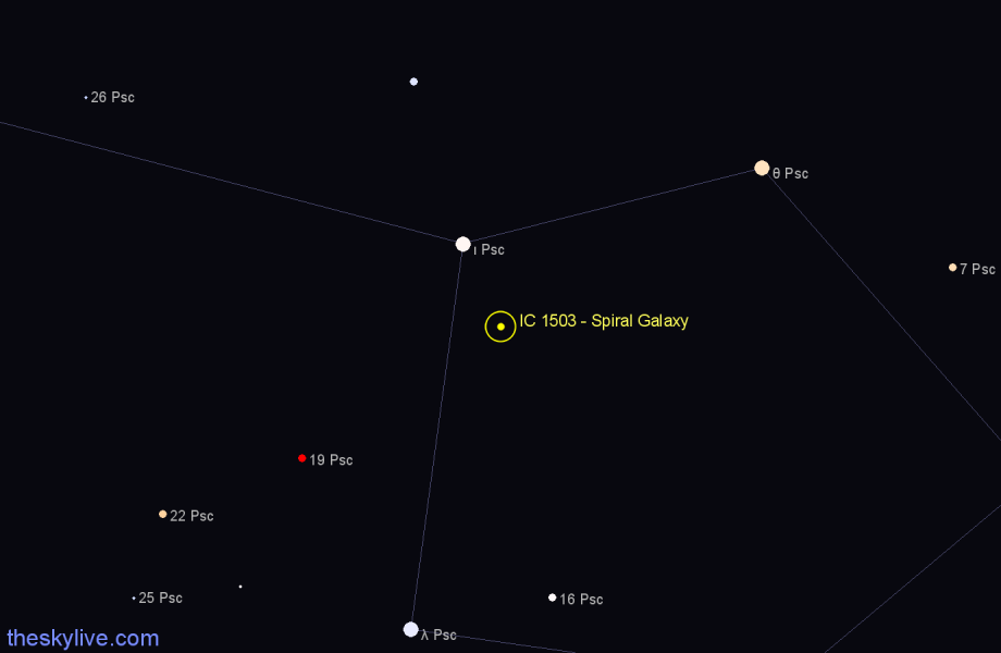 Finder chart IC 1503 - Spiral Galaxy in Pisces star
