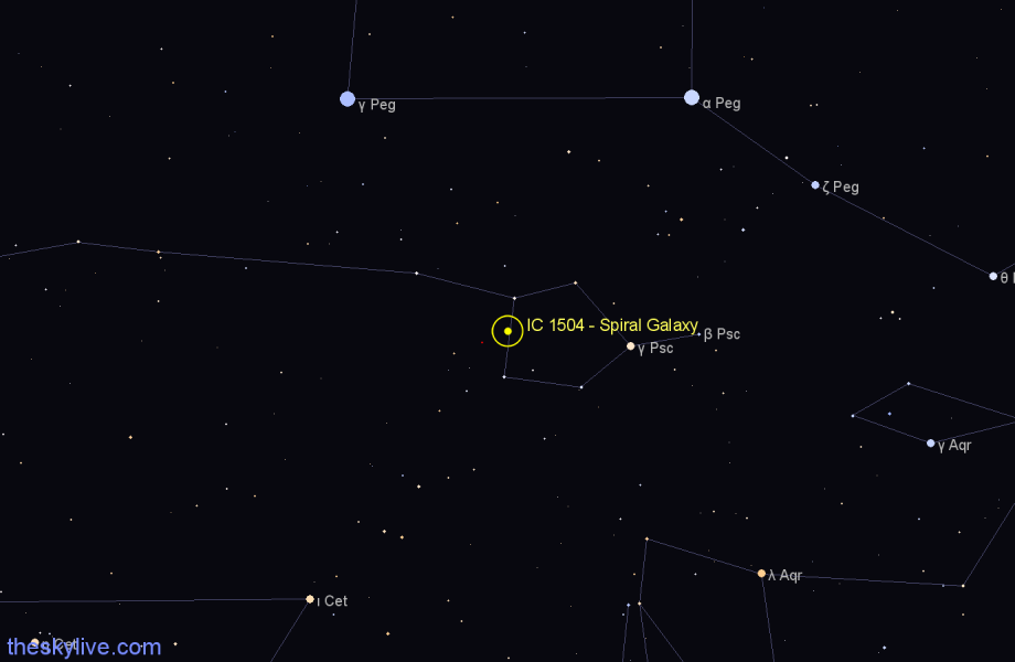 Finder chart IC 1504 - Spiral Galaxy in Pisces star