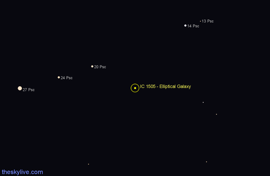 Finder chart IC 1505 - Elliptical Galaxy in Aquarius star