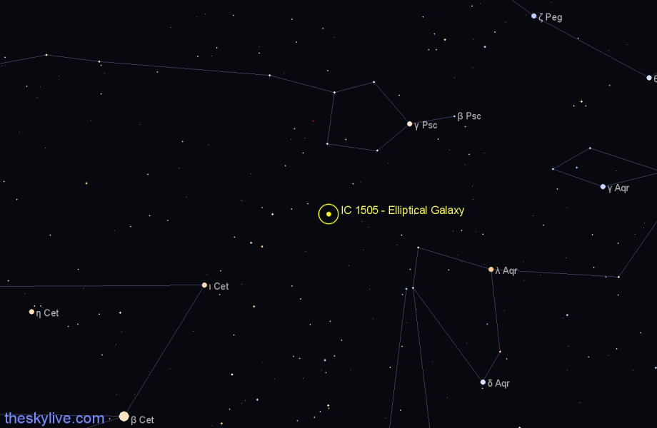 Finder chart IC 1505 - Elliptical Galaxy in Aquarius star