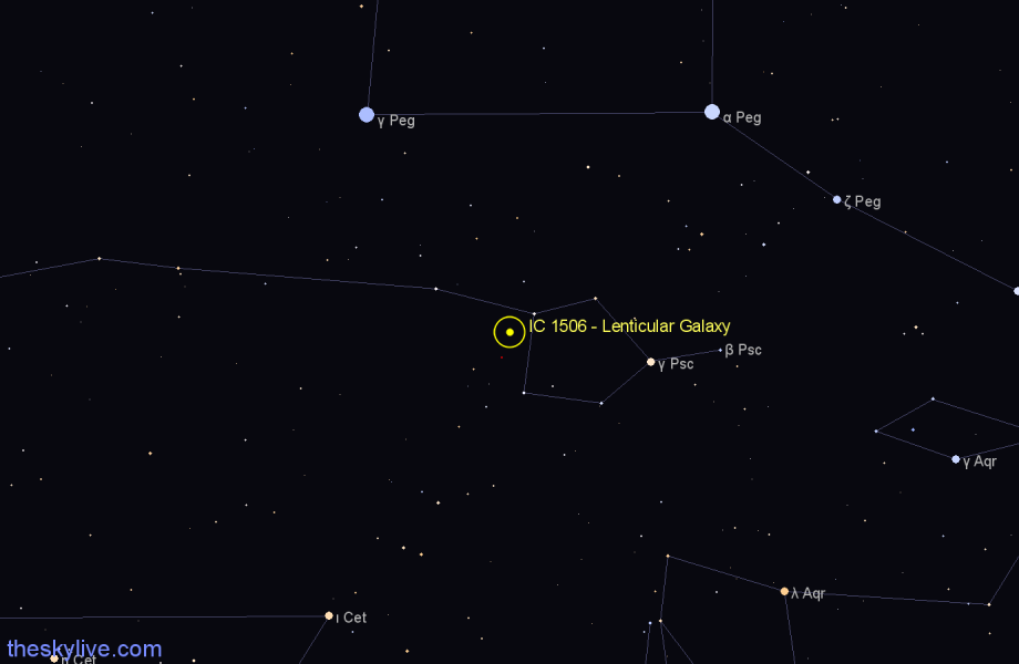 Finder chart IC 1506 - Lenticular Galaxy in Pisces star