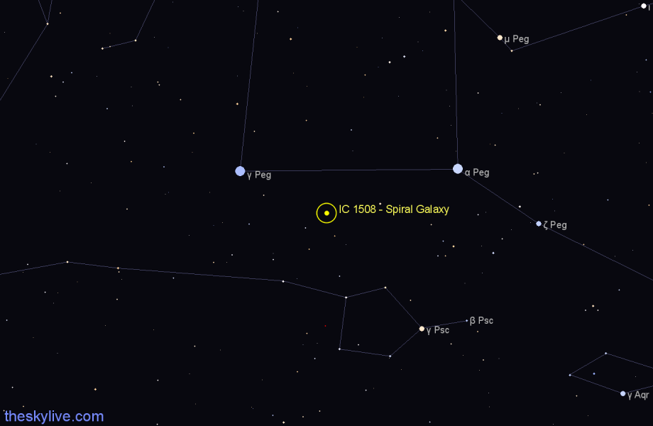 Finder chart IC 1508 - Spiral Galaxy in Pegasus star