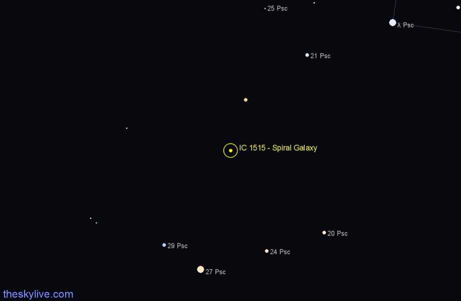 Finder chart IC 1515 - Spiral Galaxy in Pisces star