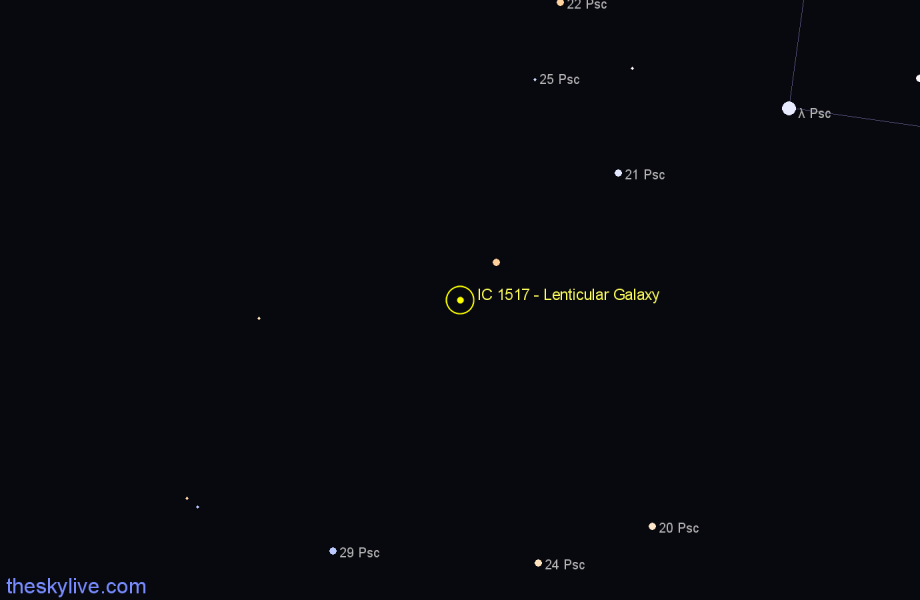 Finder chart IC 1517 - Lenticular Galaxy in Pisces star