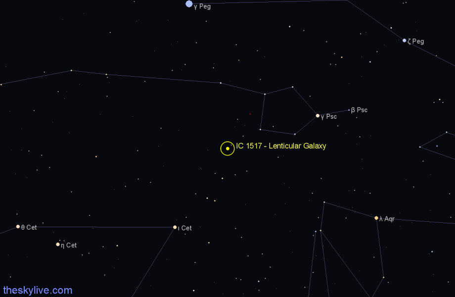 Finder chart IC 1517 - Lenticular Galaxy in Pisces star