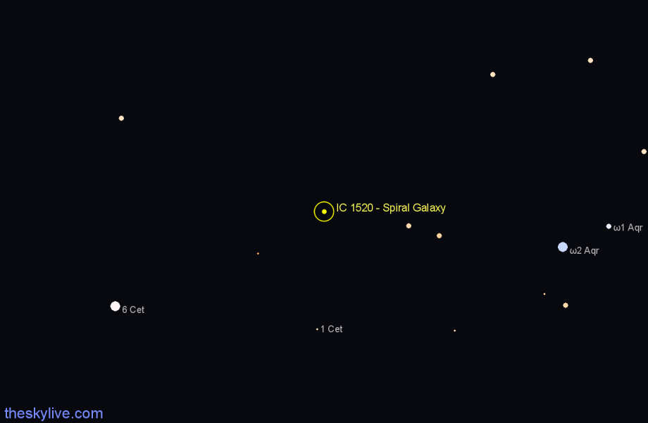 Finder chart IC 1520 - Spiral Galaxy in Cetus star