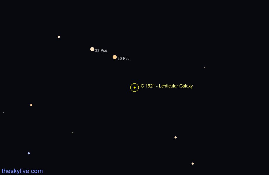 Finder chart IC 1521 - Lenticular Galaxy in Cetus star