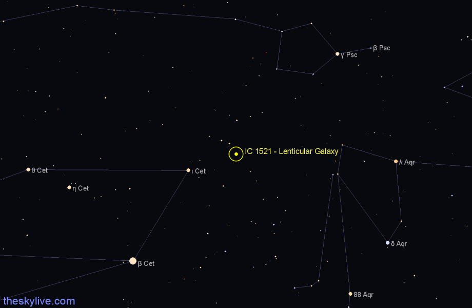 Finder chart IC 1521 - Lenticular Galaxy in Cetus star
