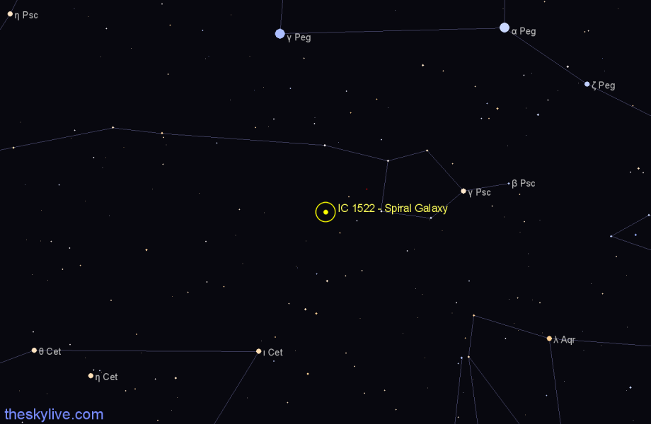 Finder chart IC 1522 - Spiral Galaxy in Pisces star