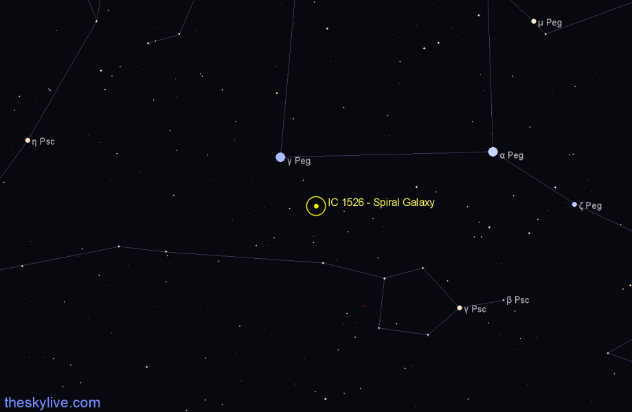 Finder chart IC 1526 - Spiral Galaxy in Pegasus star