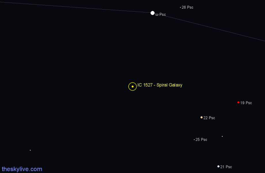 Finder chart IC 1527 - Spiral Galaxy in Pisces star