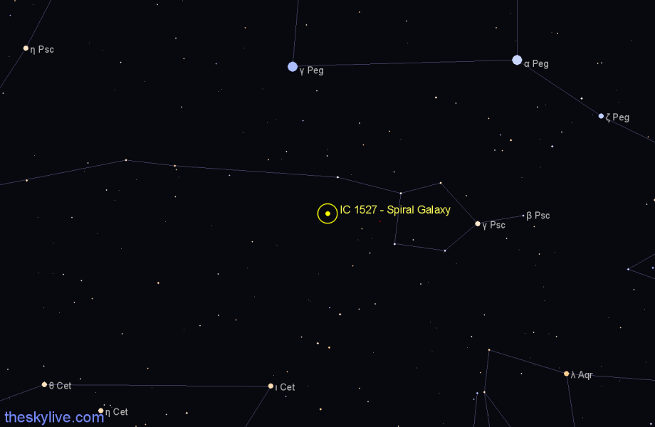 Finder chart IC 1527 - Spiral Galaxy in Pisces star
