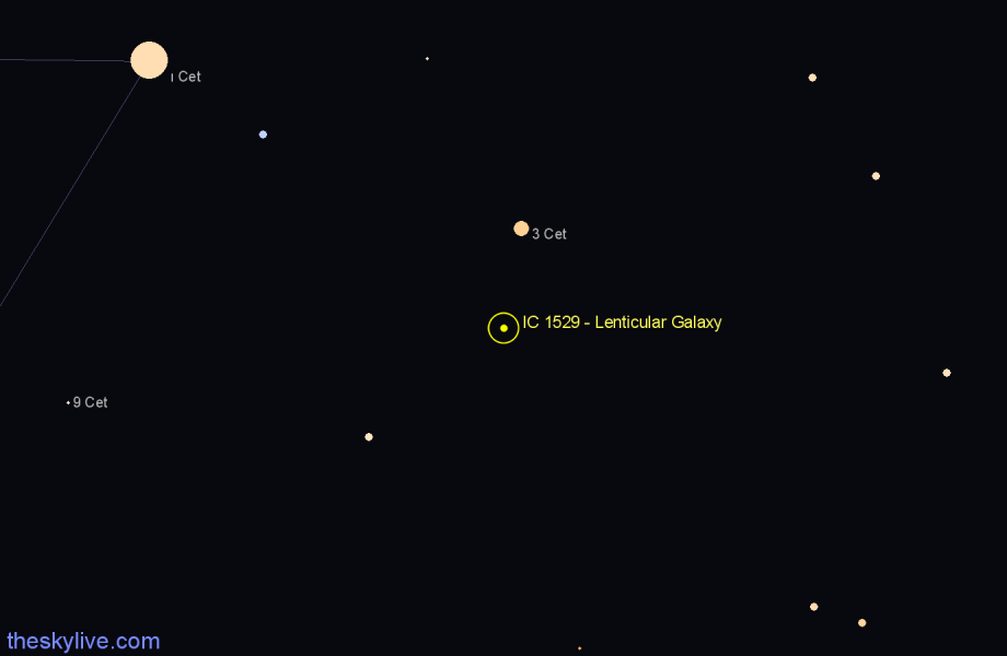 Finder chart IC 1529 - Lenticular Galaxy in Cetus star