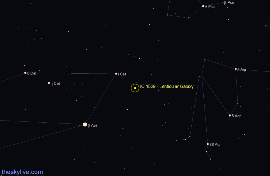 Finder chart IC 1529 - Lenticular Galaxy in Cetus star