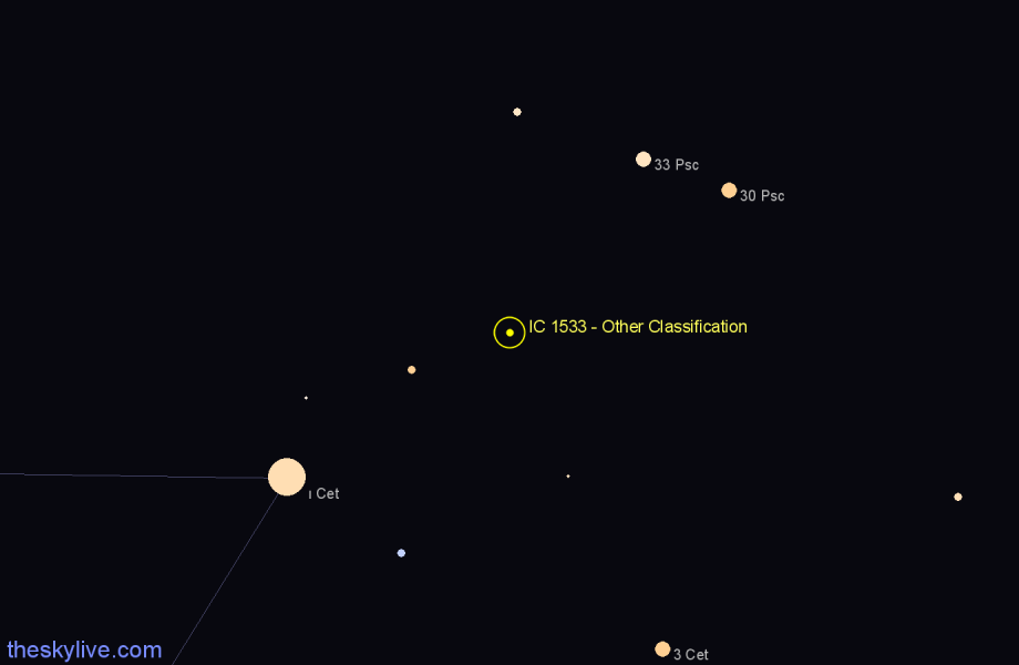 Finder chart IC 1533 - Other Classification in Cetus star