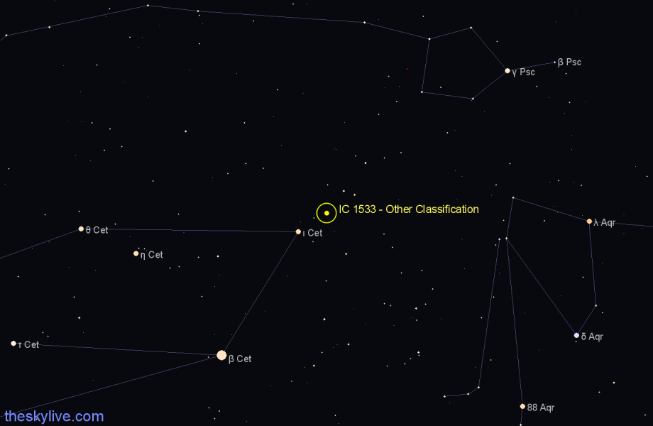 Finder chart IC 1533 - Other Classification in Cetus star