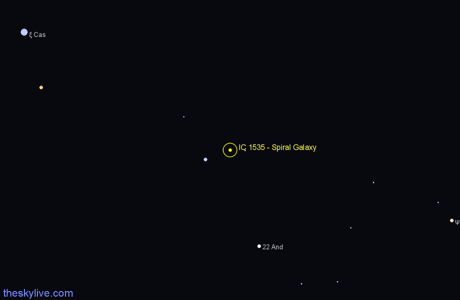 Finder chart IC 1535 - Spiral Galaxy in Andromeda star