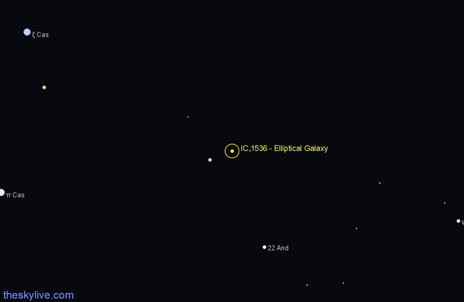 Finder chart IC 1536 - Elliptical Galaxy in Andromeda star
