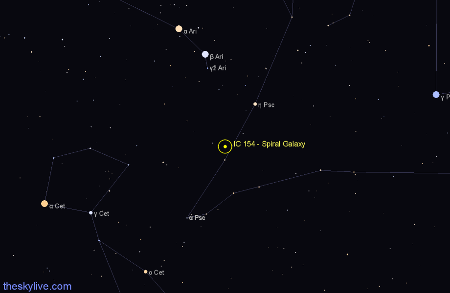 Finder chart IC 154 - Spiral Galaxy in Pisces star