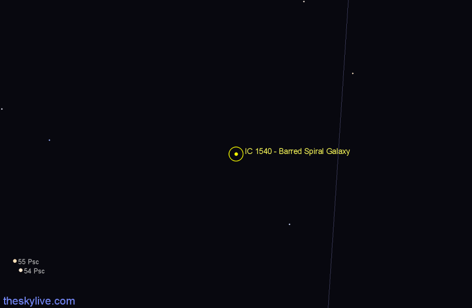 Finder chart IC 1540 - Barred Spiral Galaxy in Andromeda star