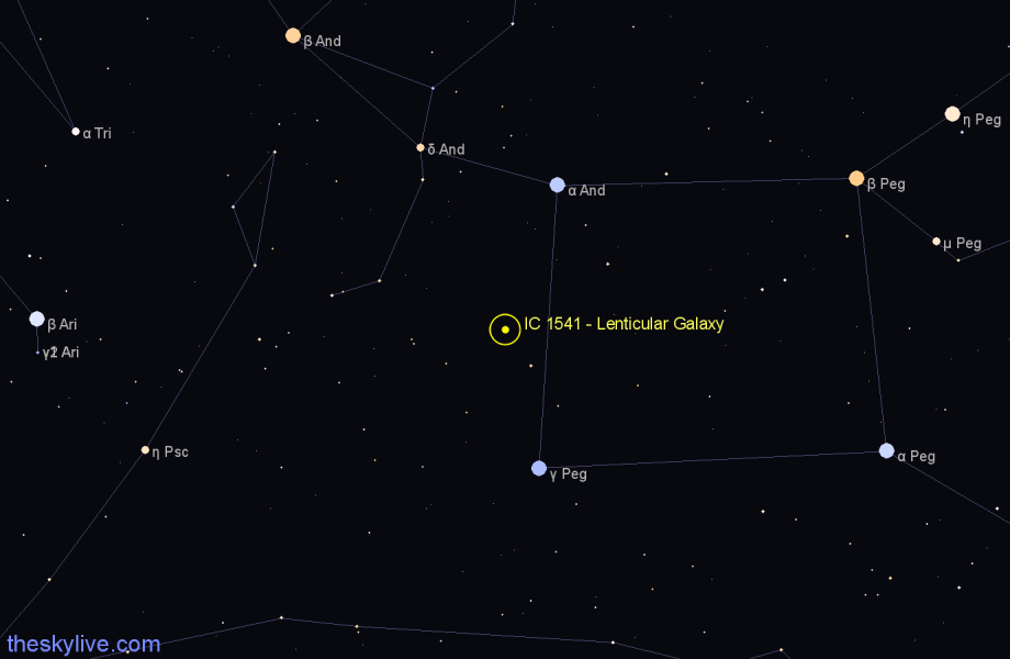 Finder chart IC 1541 - Lenticular Galaxy in Andromeda star