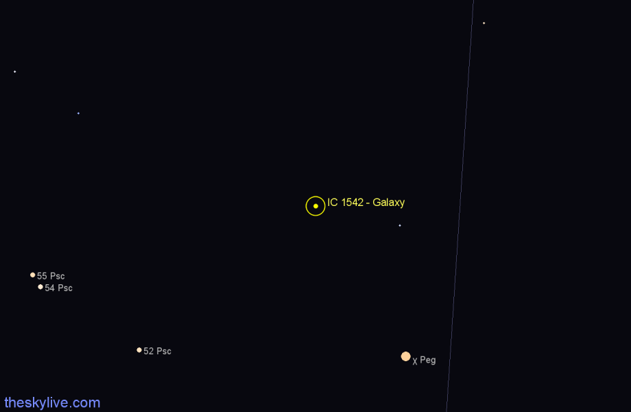 Finder chart IC 1542 - Galaxy in Andromeda star