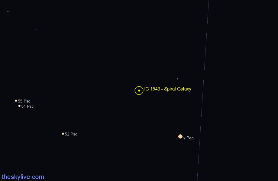 Finder chart IC 1543 - Spiral Galaxy in Andromeda star