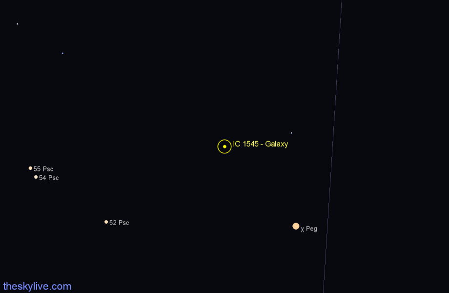 Finder chart IC 1545 - Galaxy in Andromeda star