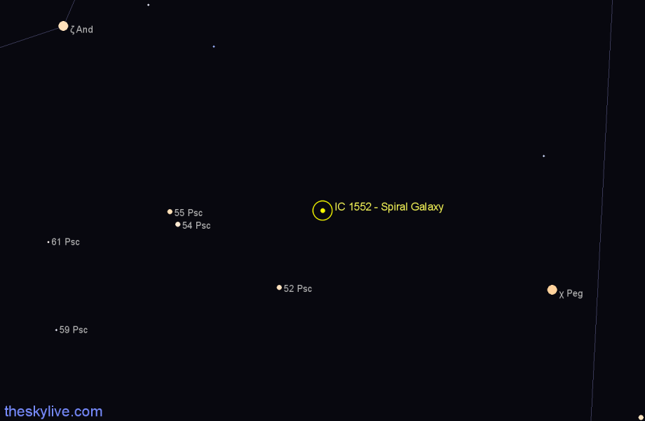 Finder chart IC 1552 - Spiral Galaxy in Pisces star